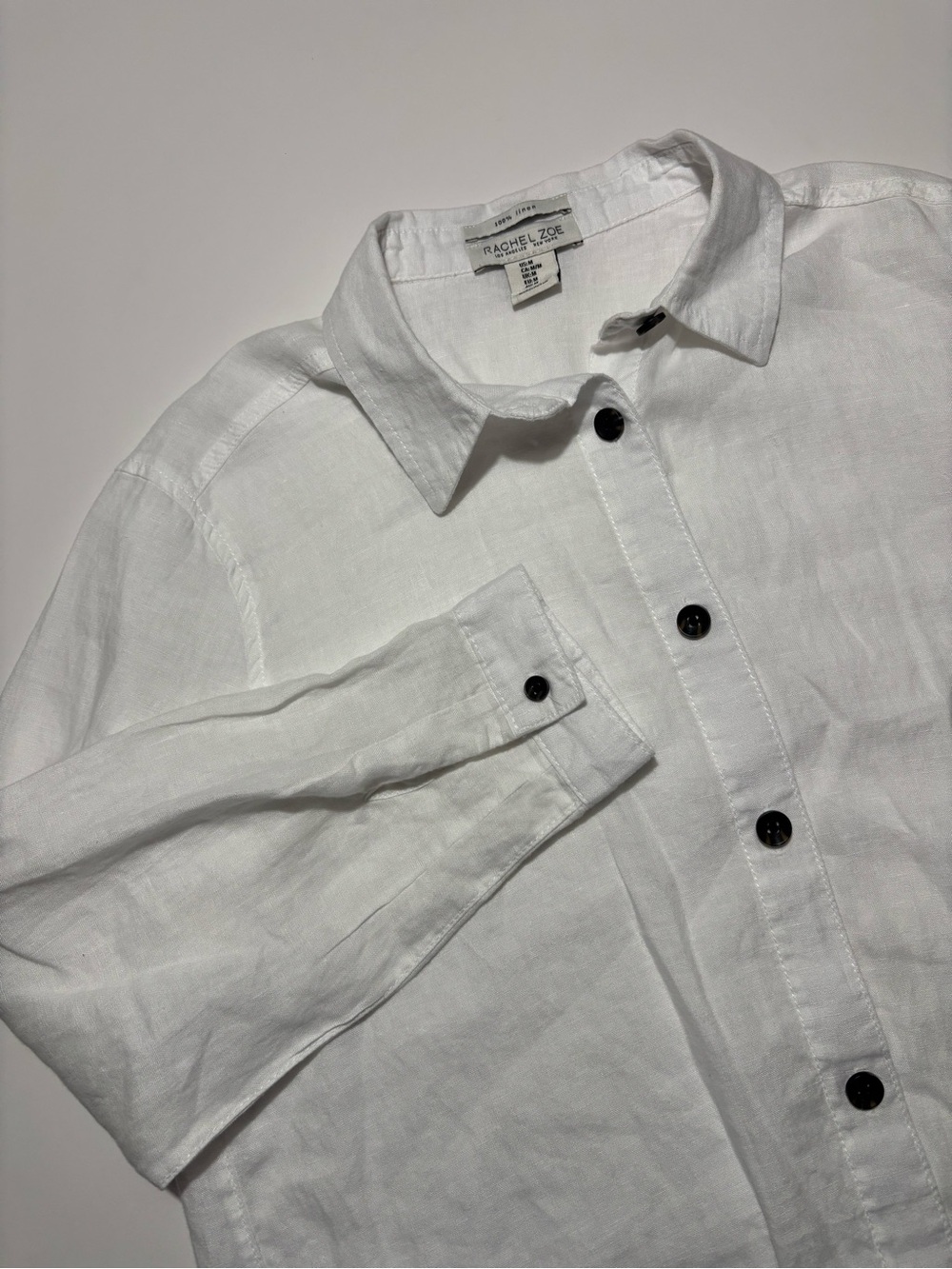 Rachel Zoe White Minimalist Linen Button Up Elevated Basic